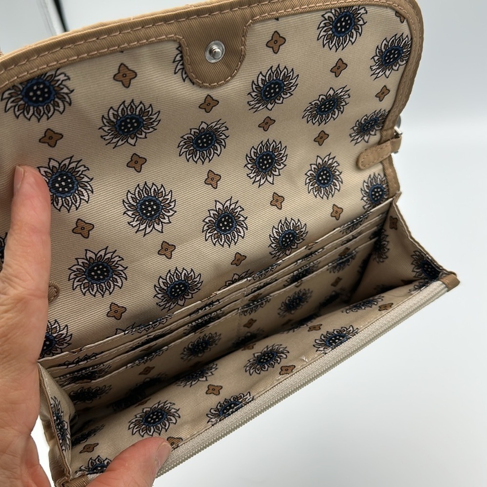 VERA BRADLEY Wildwood Wallet Twill Crossbody Tiger's Eye tan brown - Picture 7 of 12